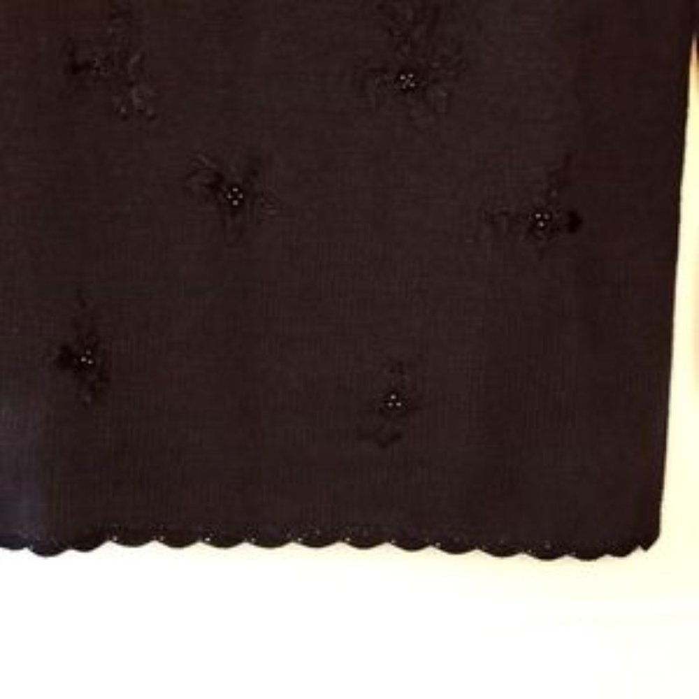 Vintage Laura Tyler Women's Faux Pearl Sweater - Size (M) - Black - Picture 5 of 7